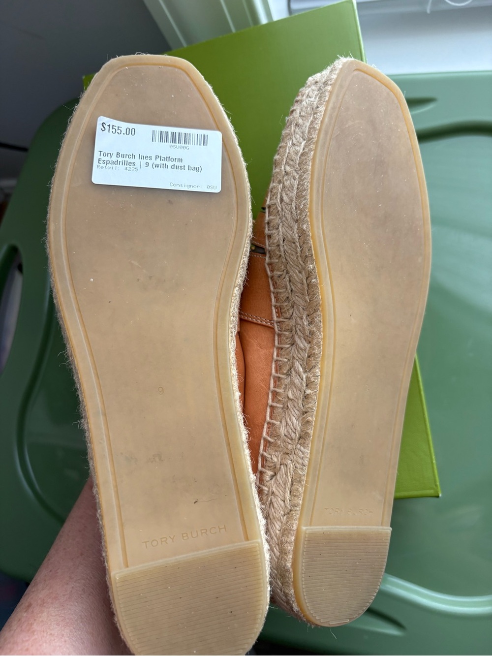 Tory Burch Ines Multi Strap Platform Espadrille Camello Vachetta Leather 9 Box - Picture 5 of 7